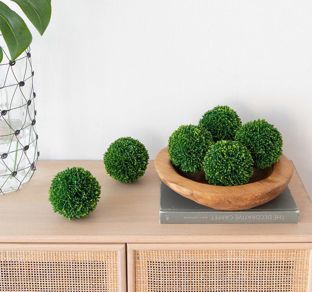 S/6 D4' Faux Boxwood Ball Bowl Filler, Green Media 5