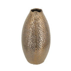 Decorative Ceramic Vase with Textured Bronze Finish perspective
