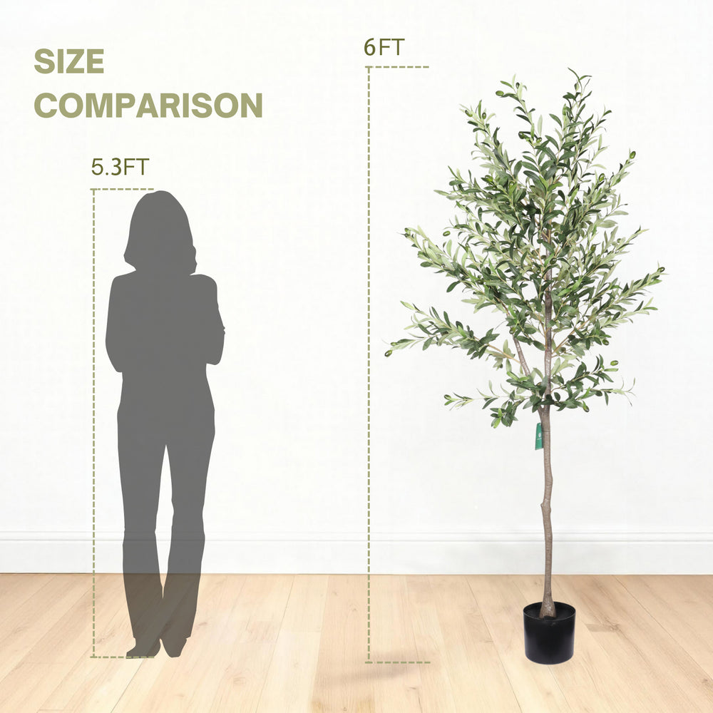 6FT Artificial Olive Tree in Black Plastic Pot, 1pc/set Media 5
