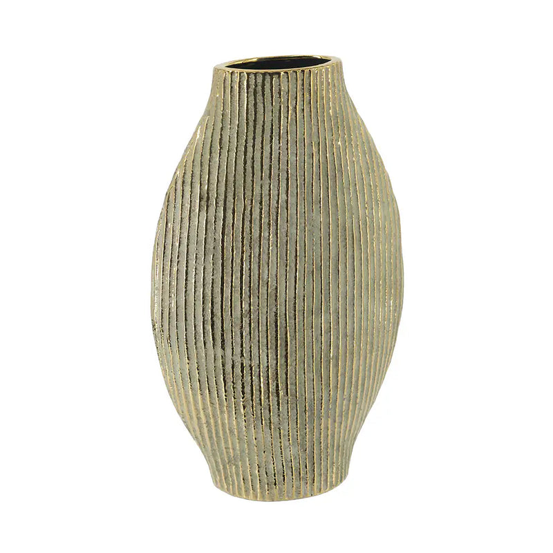 Ceramic Accent Vase with Vertical Ribbed Texture