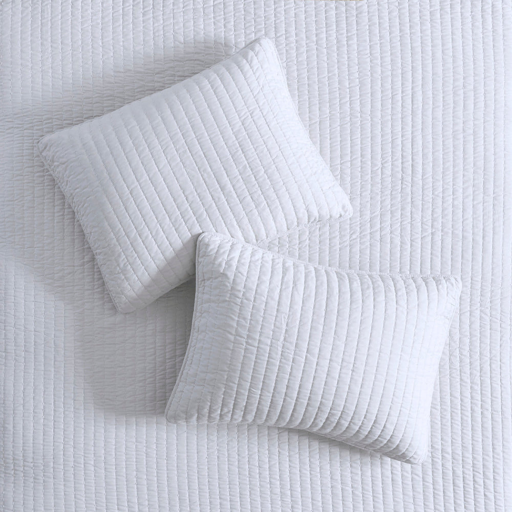 3 Piece Quilt Set White Full/Queen Media 8