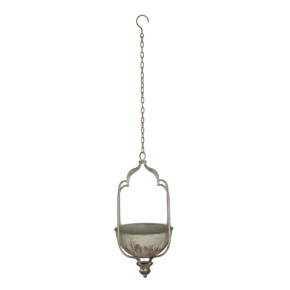 11.8x9.8x21.7' Rustic Hanging Iron Planter with Distressed White Finish Media 3