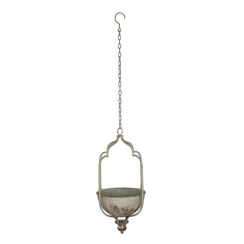 11.8x9.8x21.7' Rustic Hanging Iron Planter with Distressed White Finish