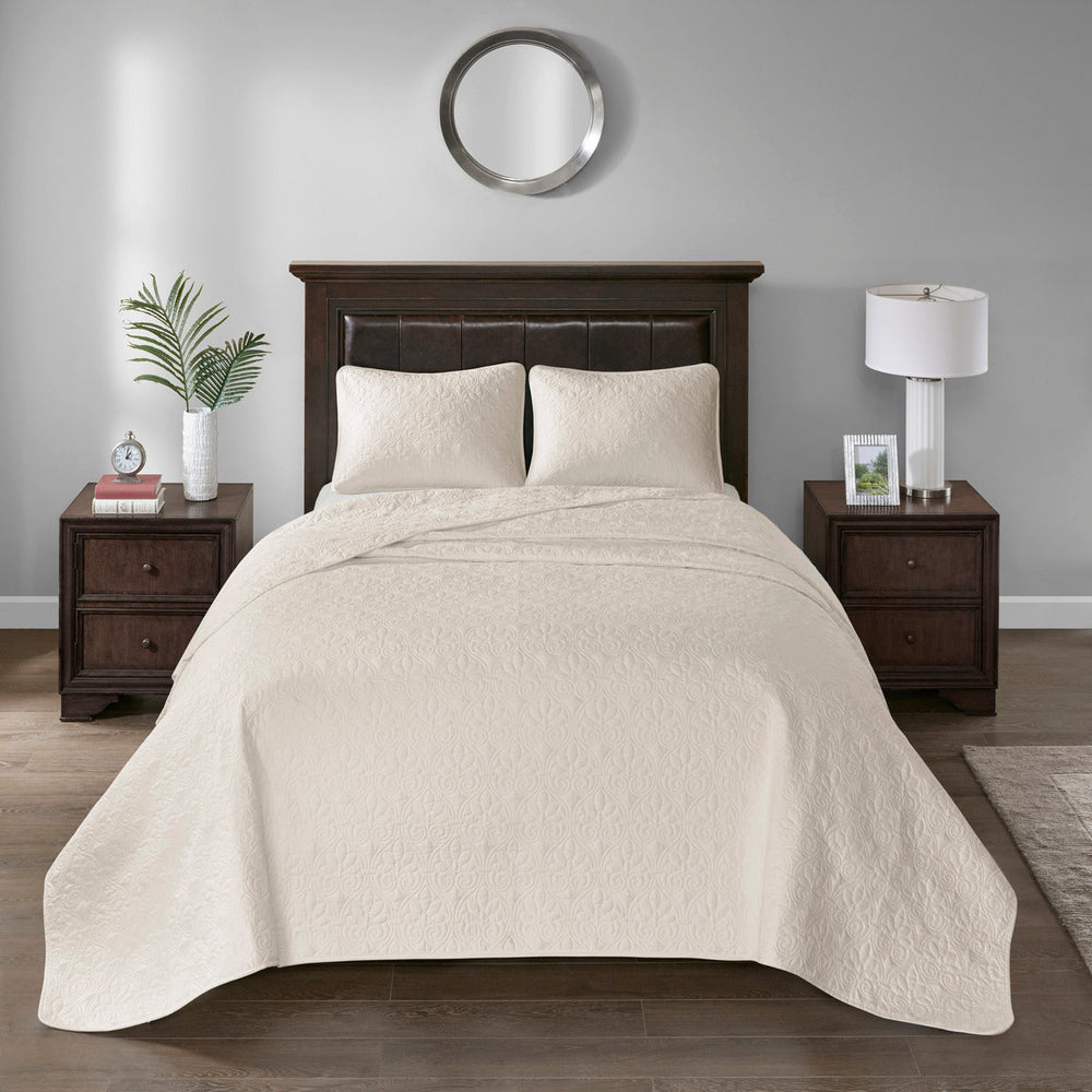 Reversible Bedspread Set Cream King Media 4