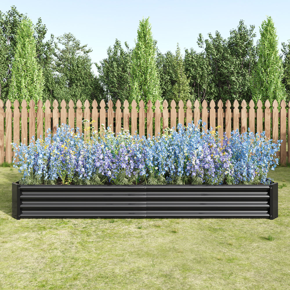 2PCS Black 8×4×1ft Metal Raised Rectangle Garden Planter Beds Media 1