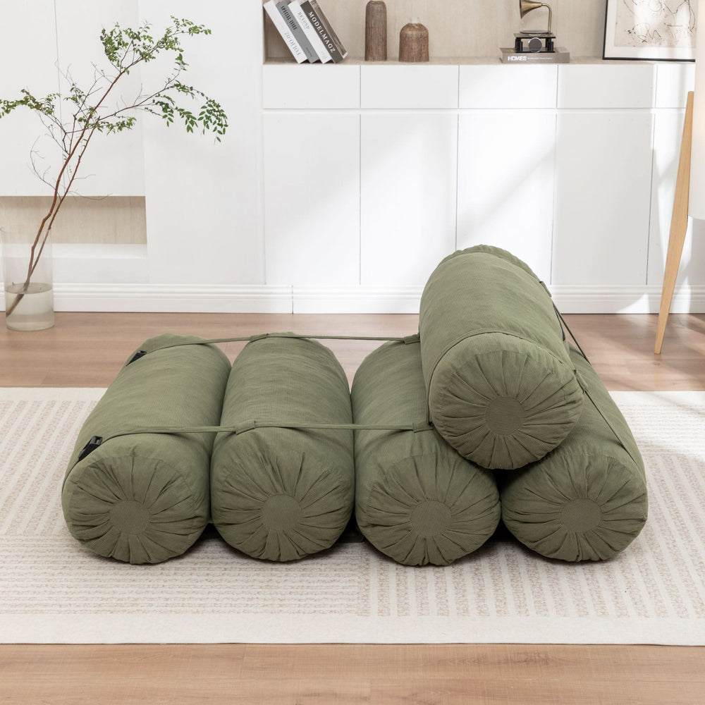 Corduroy Floor Sofa With Adjustable Straps & Multi Person Lounge Chair Media 4