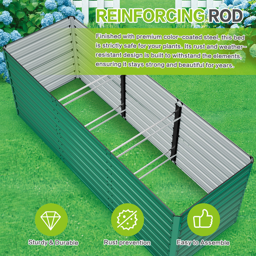 93.7' x 31.5' x 32.3' Raised Garden Bed Kit, 32' Ergonomic Height No Bending Metal Planter Box, Open-Ended Base for Drainage, 8 Reinforcing Rods, Rustproof Steel – Easy Assembly Media 5