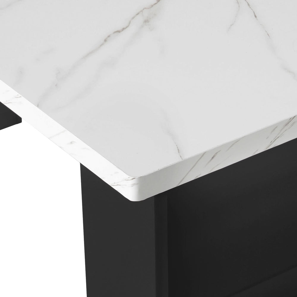 Kitchen Island Modern With Extendable Dining Table & Power Outlet For 4-6 People Black Media 50