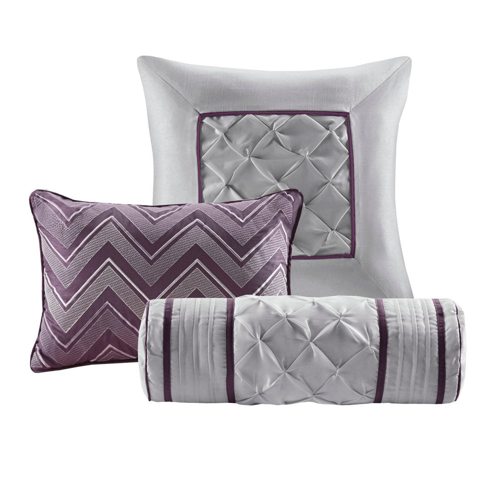 7 Piece Tufted Comforter Set Plum Full Media 4