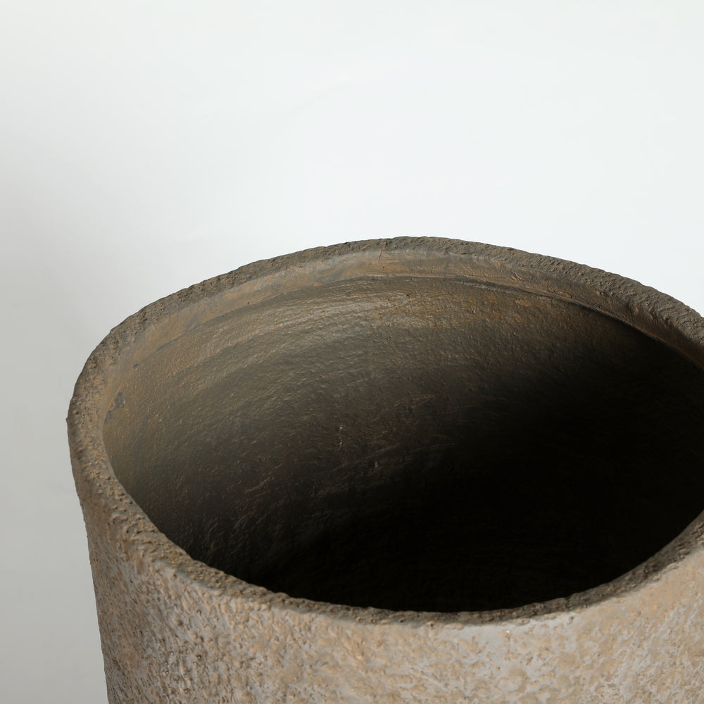Round Concrete Planter Set of 2, Large Outdoor Indoor Handmade Rustic Decorative Planter Pots Containers with Drainage Holes for Home Garden Patio, 14' x 22' & 17' x 26' (Coffee) Media 13