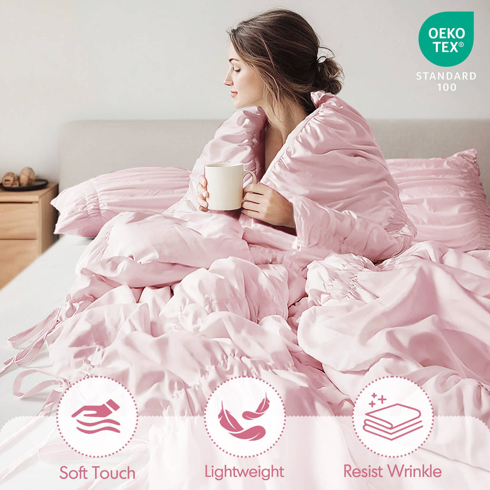 5 Pieces Full/Queen Comforter Set,Pink Media 4