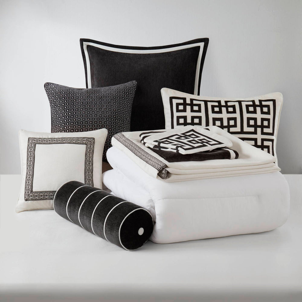 9 PCS King Embroidery Oversized Duvet Style Comforter Set Black/White Media 15