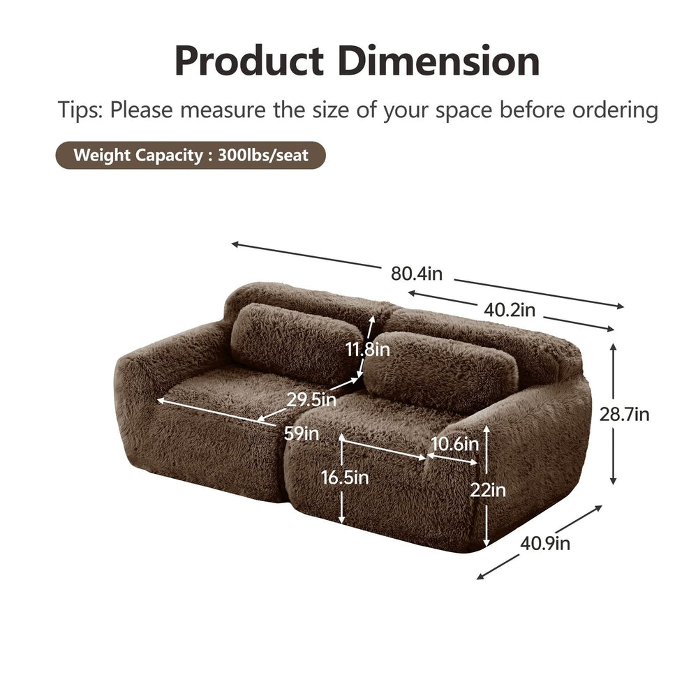 2 Seater Modular Sofa Plush Fabric Ergonomic Design Living Room Couch Chocolate Includes Pillows Media 16