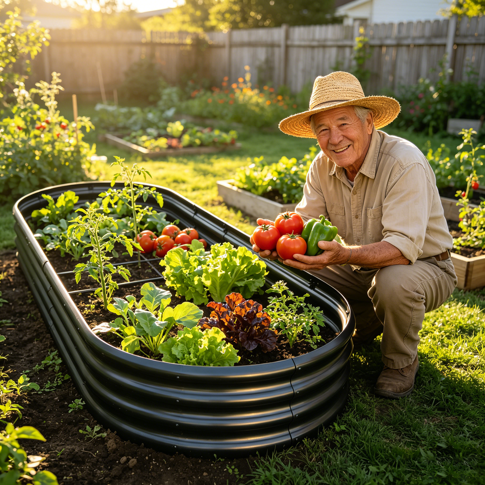 Galvanized Raised Garden Bed 8x4x1ft - Heavy Duty Metal Planter Box for Vegetables, Herbs & Flowers, Rust-Proof Outdoor Garden Bed with Large Capacity, Black, 2PCS Media 7