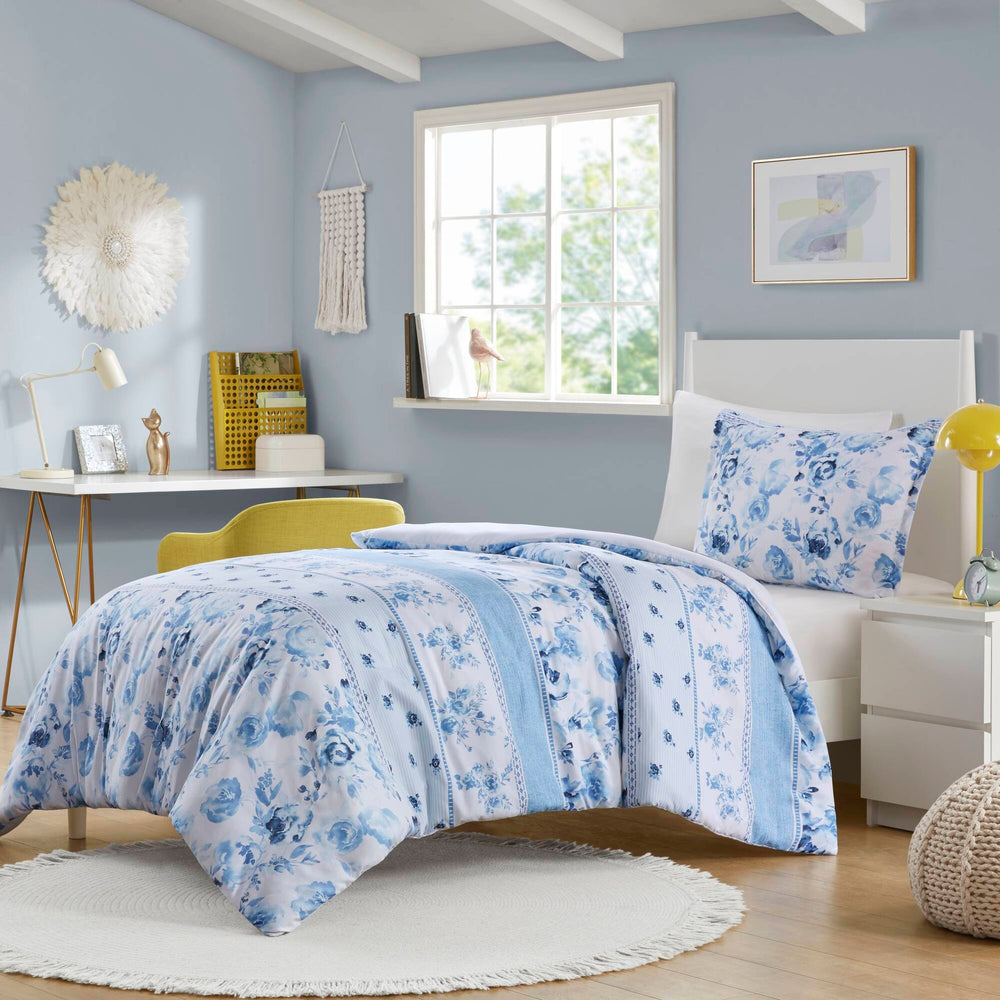 Floral Striped Duvet Cover Set Twin/Twin XL Media 20