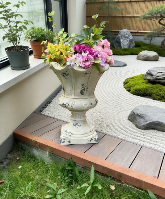 MGO Garden Planter, Garden decoration and planting,Color Antique White, Side 16.33'Wx16.33''Dx21.45'H