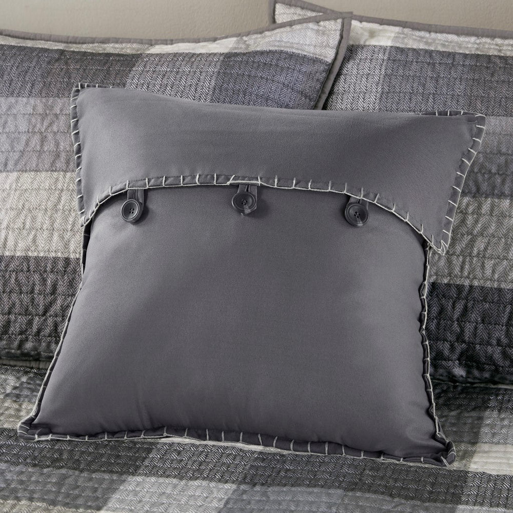 6 Piece Reversible Plaid Daybed Cover Set Grey Daybed Media 11