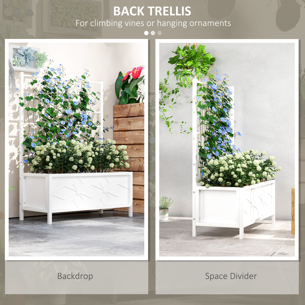 Outsunny Galvanized Raised Garden Bed with Trellis for Climbing Vines Vegetables Flowers, Outdoor Planter Box, 35.4' x 15.7' x 47.2', White Media 8