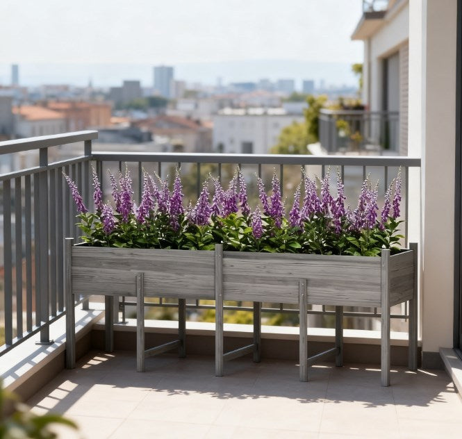 Large Elevated Planter Box,Wooden Raised Garden Bed with Legs,Bed Liner and Drain Holes Media 4