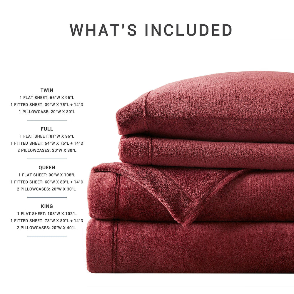 3 PCS Twin Micro Plush Sheet Set Burgundy Media 11
