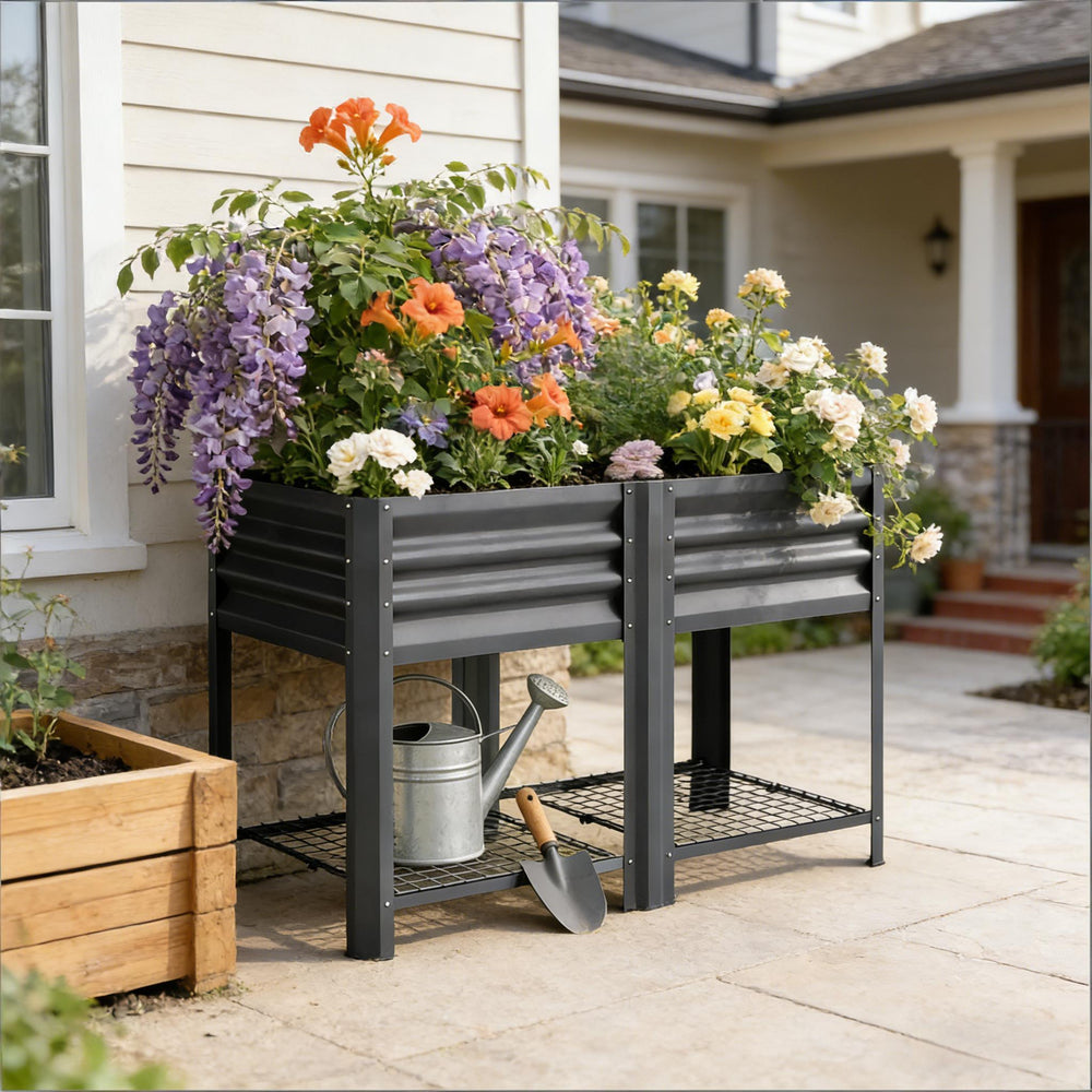 Patio Planter Box,Outdoor Elevated Planter Box,Raised Garden Bed Media 1