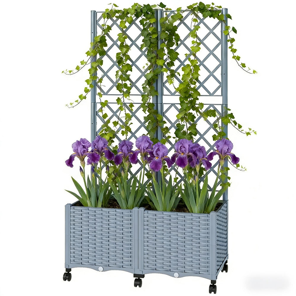 Mobile Raised Garden Bed,Outdoor Stylish Planter Box Media 5