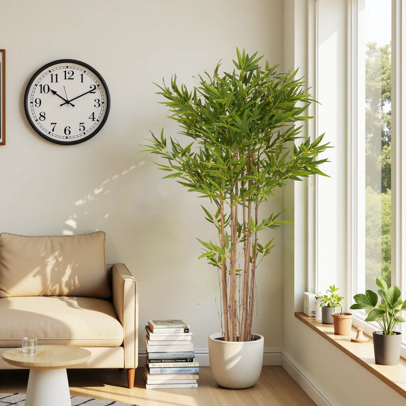 70' Artificial Bamboo with Black Plastic Pot