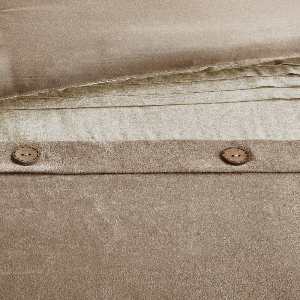 7 Piece Faux Suede Comforter Set Tan Cal King Media 5