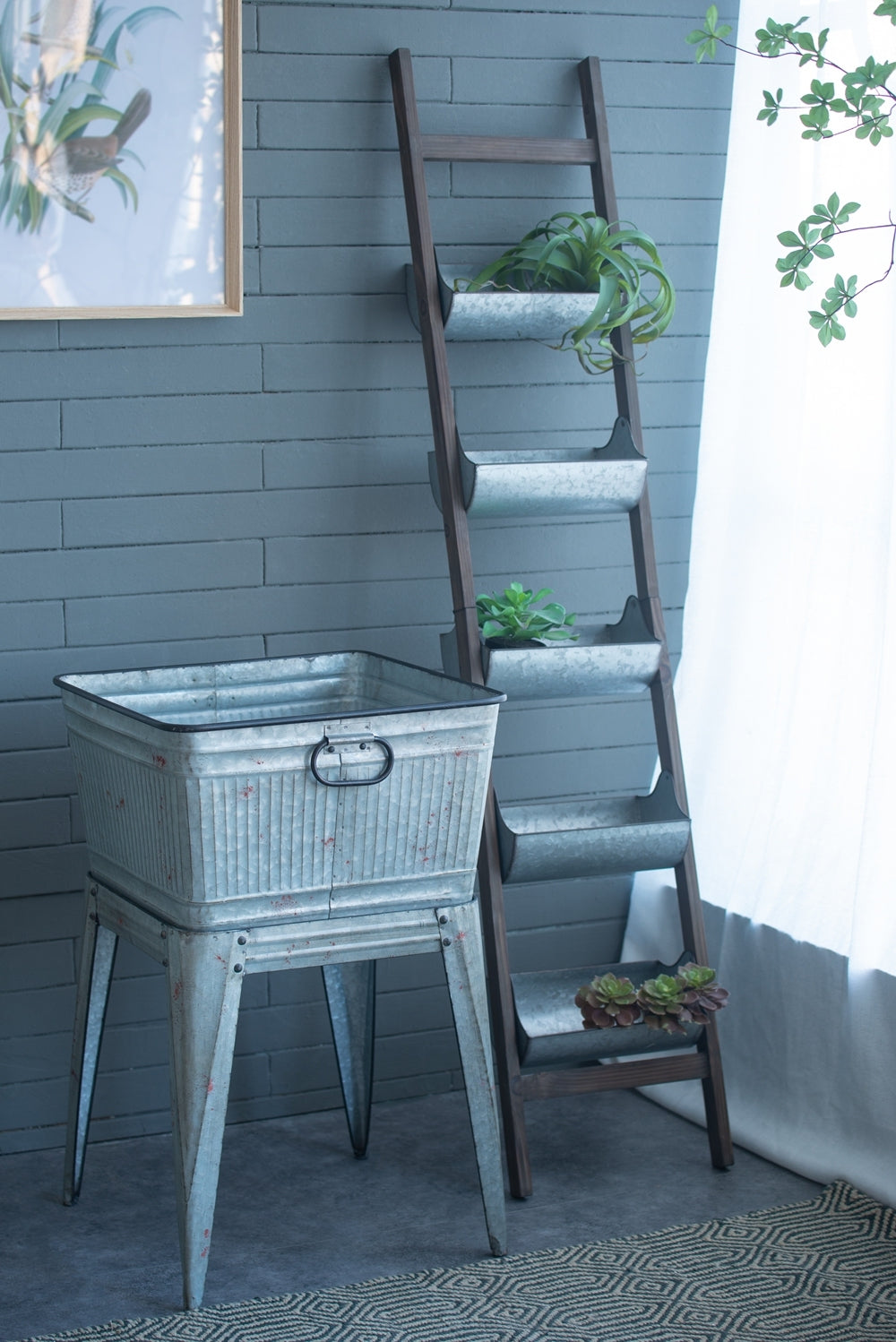 20.5x20.5x21' Large Perryman Galvanized Tub On Stand, for Plant Pot/Planter/ Metal Ice Buckets Media 13