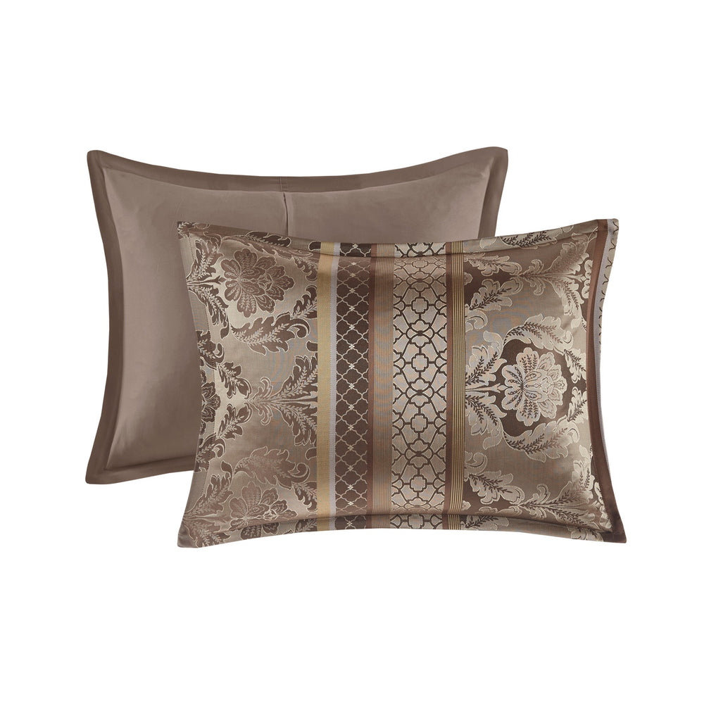 7 Piece Jacquard Comforter Set Brown/Gold King Media 11