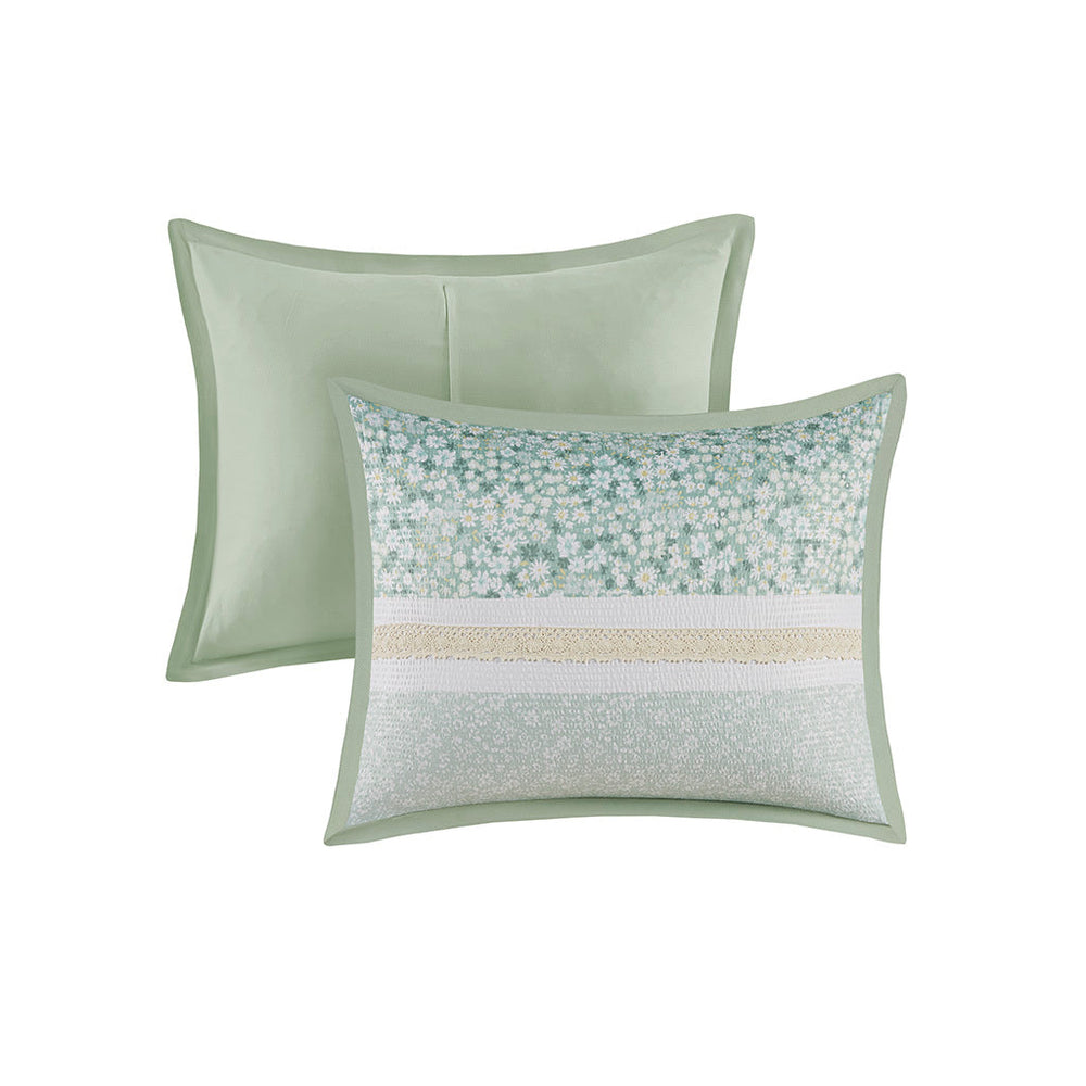 Full/Queen 5 Piece Seersucker Comforter Set with Throw Pillows Media 4
