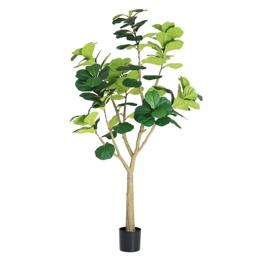 7FT Artificial Fiddle Leaf Fig Tree, Realistic Faux Potted Plant in Black Pot, 1pc/set Media 4