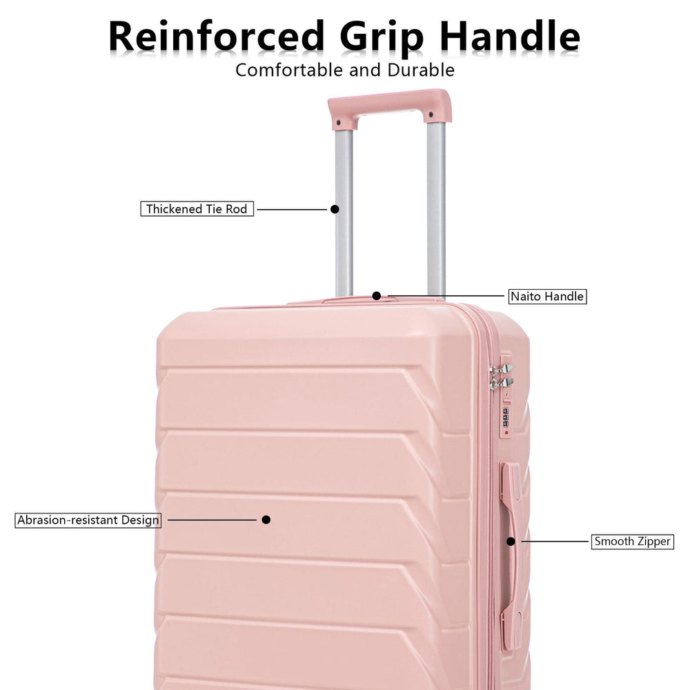 ABS Spinner Luggage 3 Piece Set Pink Matching Color & Combination Lock For Travel Use Media 9