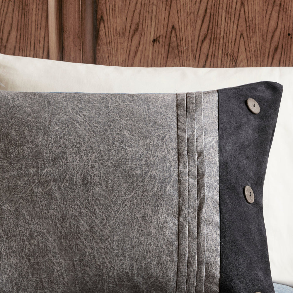 7 Piece Faux Suede Comforter Set Grey King Media 8