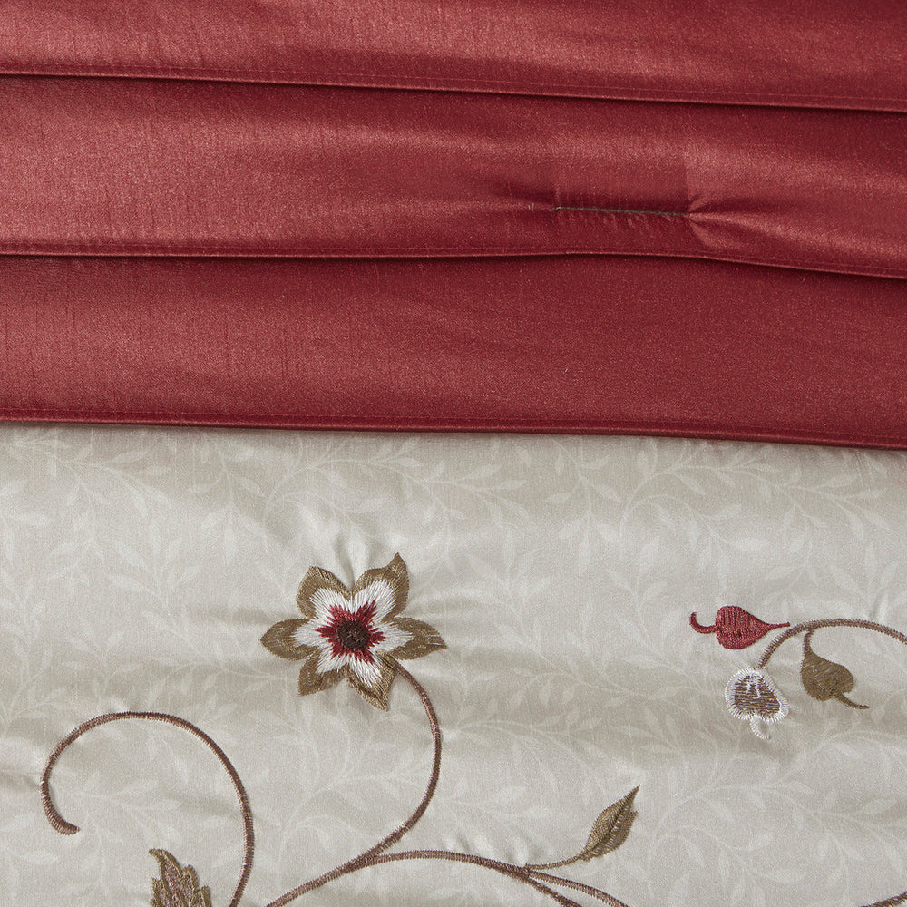 Embroidered 7 Piece Comforter Set Red King Media 6