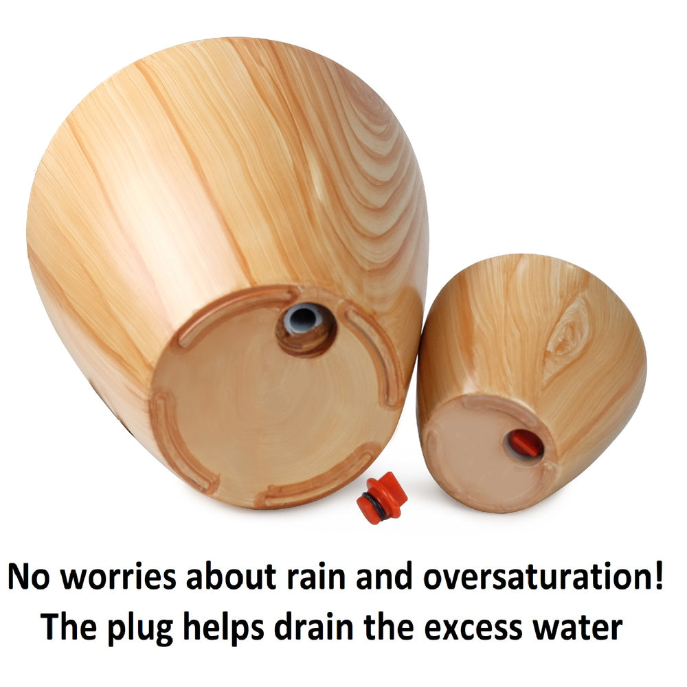 2-Pack 10 in. Light Wood Plastic Self-watering Planter Pot Media 7