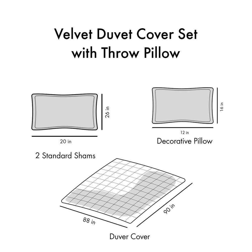 Full/Queen Velvet Duvet Cover Set with Throw Pillow Media 16
