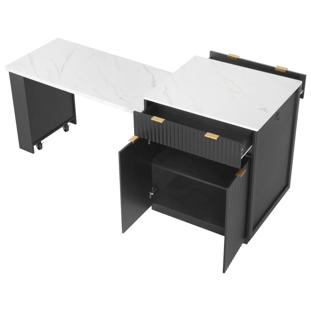 Kitchen Island Modern With Extendable Dining Table & Power Outlet For 4-6 People Black Media 17