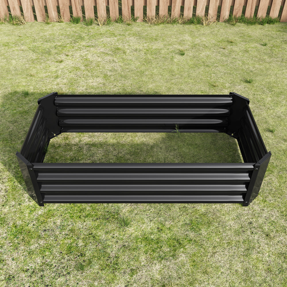 2PCS Black 4×2×1ft Metal Raised Garden Bed, Rectangle Raised Planter for Flowers Plants, Vegetables Herb Media 11