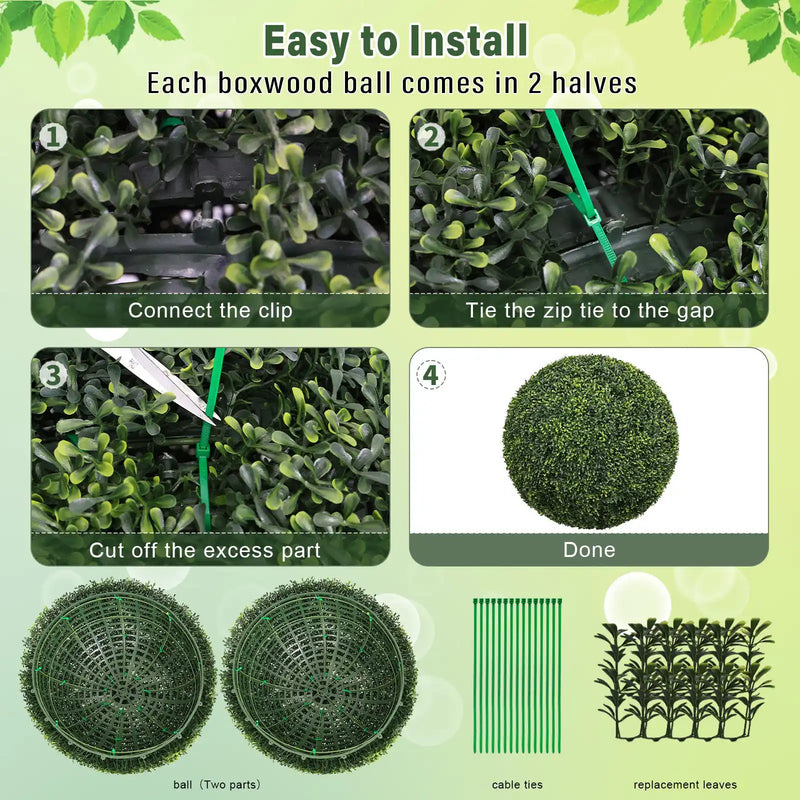22.4IN Topiary Balls Artificial Outdoor Faux Boxwood Plants Large Green Decorative Spheres for Garden Front Porch Patio Planter Decoration, 2pcs/set