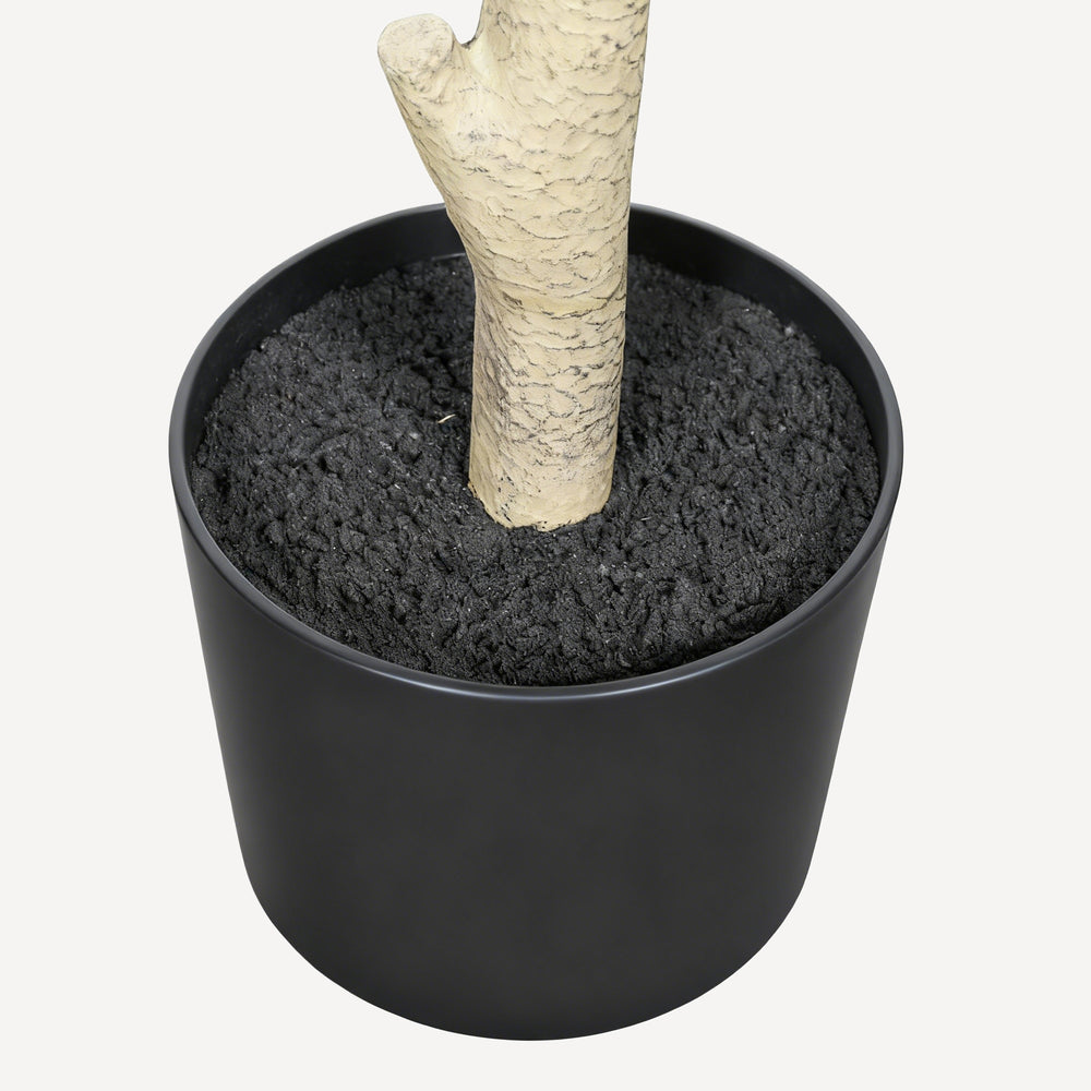 7' Artificial Fiddle Leaf Fig Tree in Black Plastic Pot Media 9