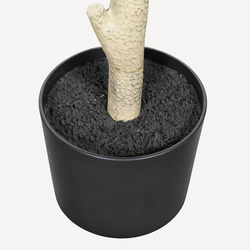 7' Artificial Fiddle Leaf Fig Tree in Black Plastic Pot