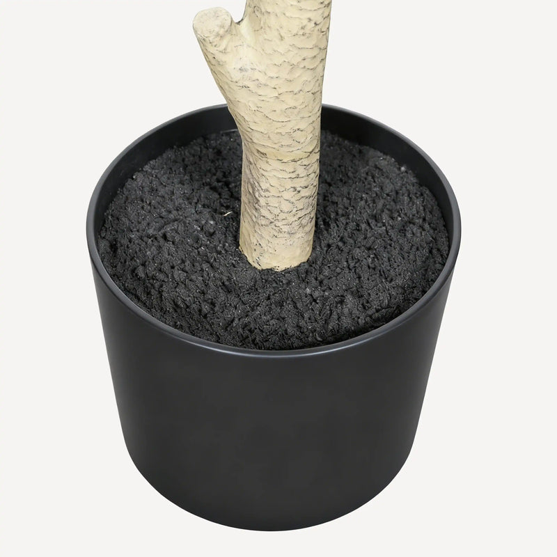 7' Artificial Fiddle Leaf Fig Tree in Black Plastic Pot