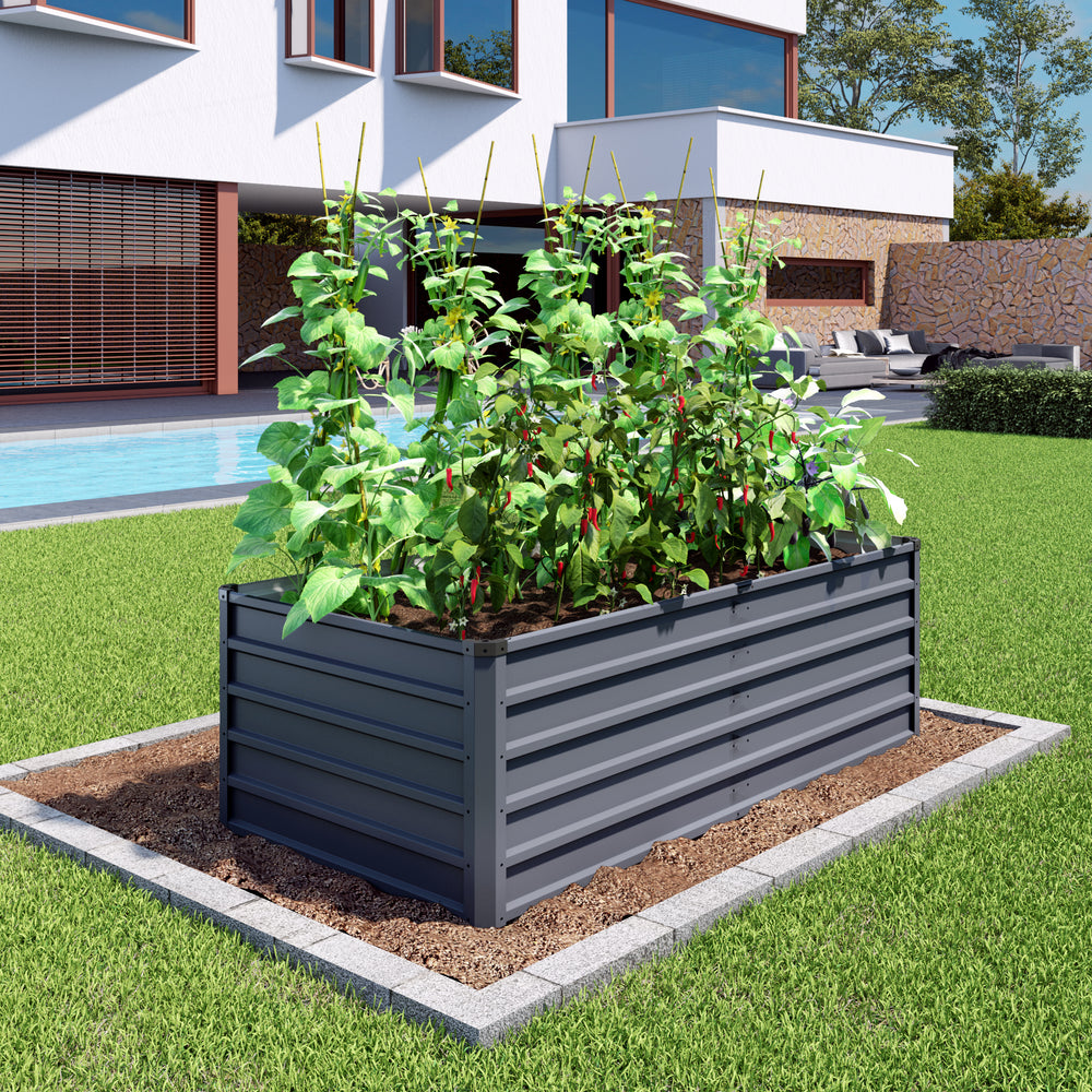 6x3x2 ft Large Raised Garden Bed, Gray Rectangular Galvanized Metal Outdoor Planter with 269 Gallon Capacity and Deep Root Design, Ideal for Growing Vegetables, Flowers and Herbs Media 14