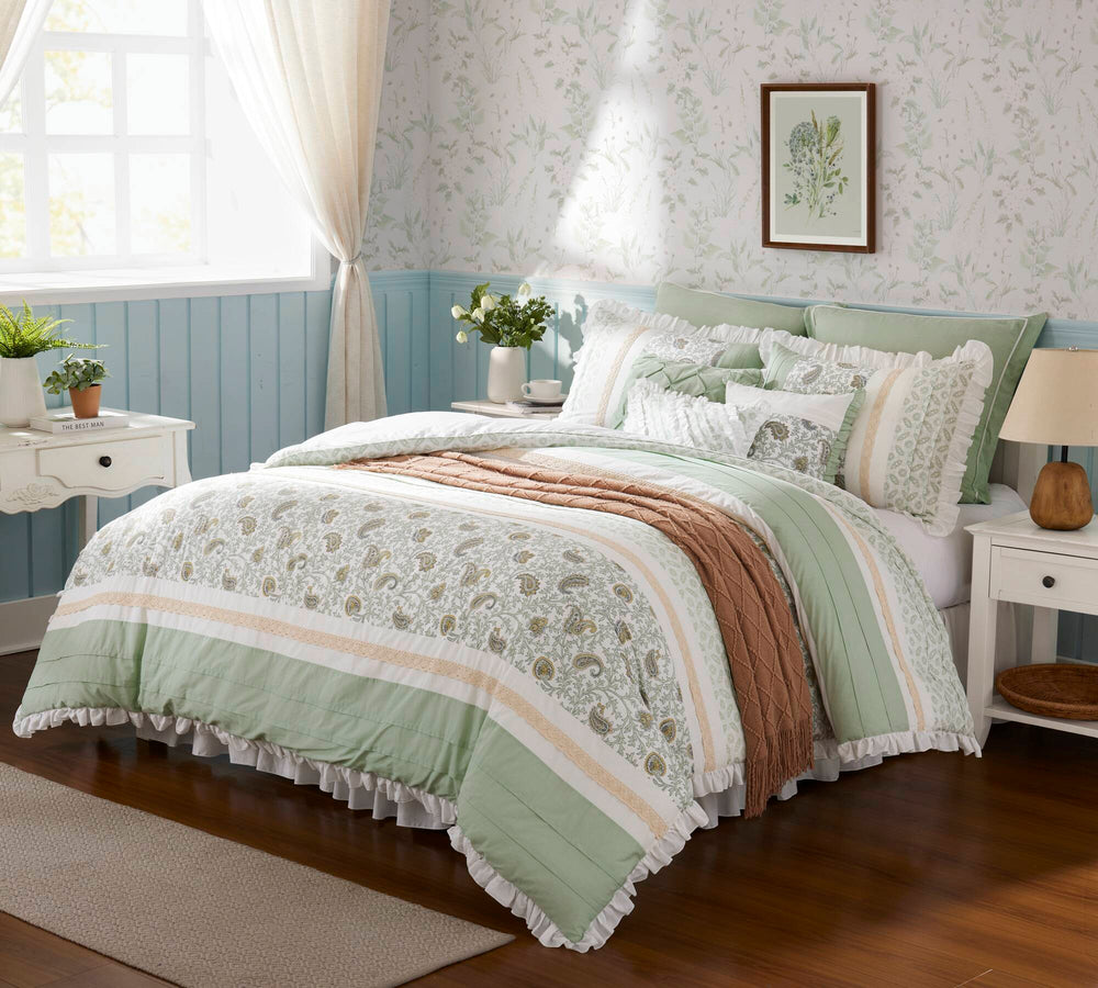9 Piece Cotton Percale Comforter Set Queen Media 4
