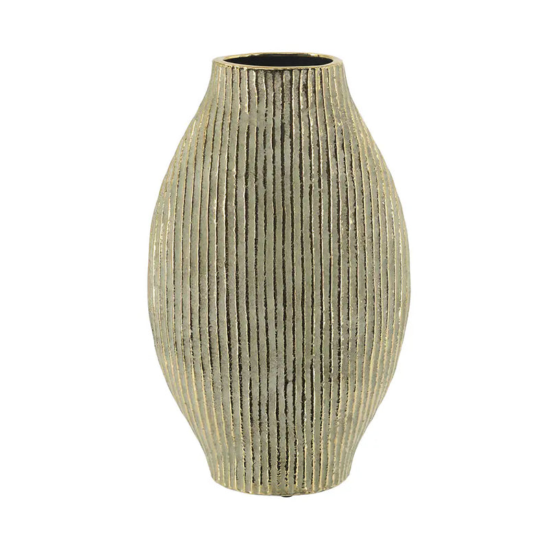 Ceramic Accent Vase with Vertical Ribbed Texture