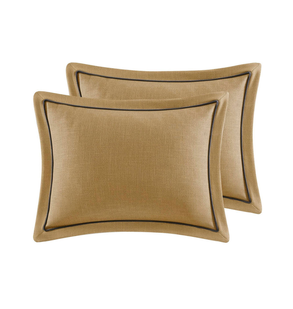 8 PCS Queen Jacquard Oversized Duvet Style Comforter Set Gold Media 12