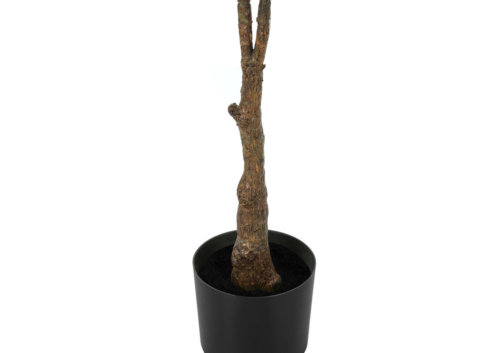 Artificial Plant, 52' Tall, Rubber Tree, Indoor, Faux, Fake, Floor, Greenery, Potted, Real Touch, Decorative, Green Leaves, Black Pot Media 5