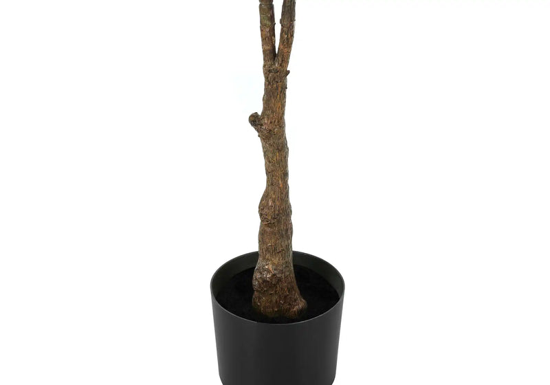 Artificial Plant, 52' Tall, Rubber Tree, Indoor, Faux, Fake, Floor, Greenery, Potted, Real Touch, Decorative, Green Leaves, Black Pot