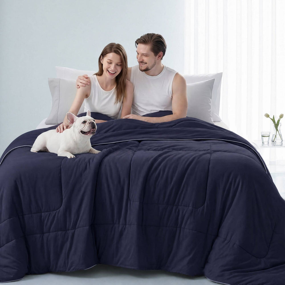 1 Piece Twin Down Alternative Comforter,Navy Media 12